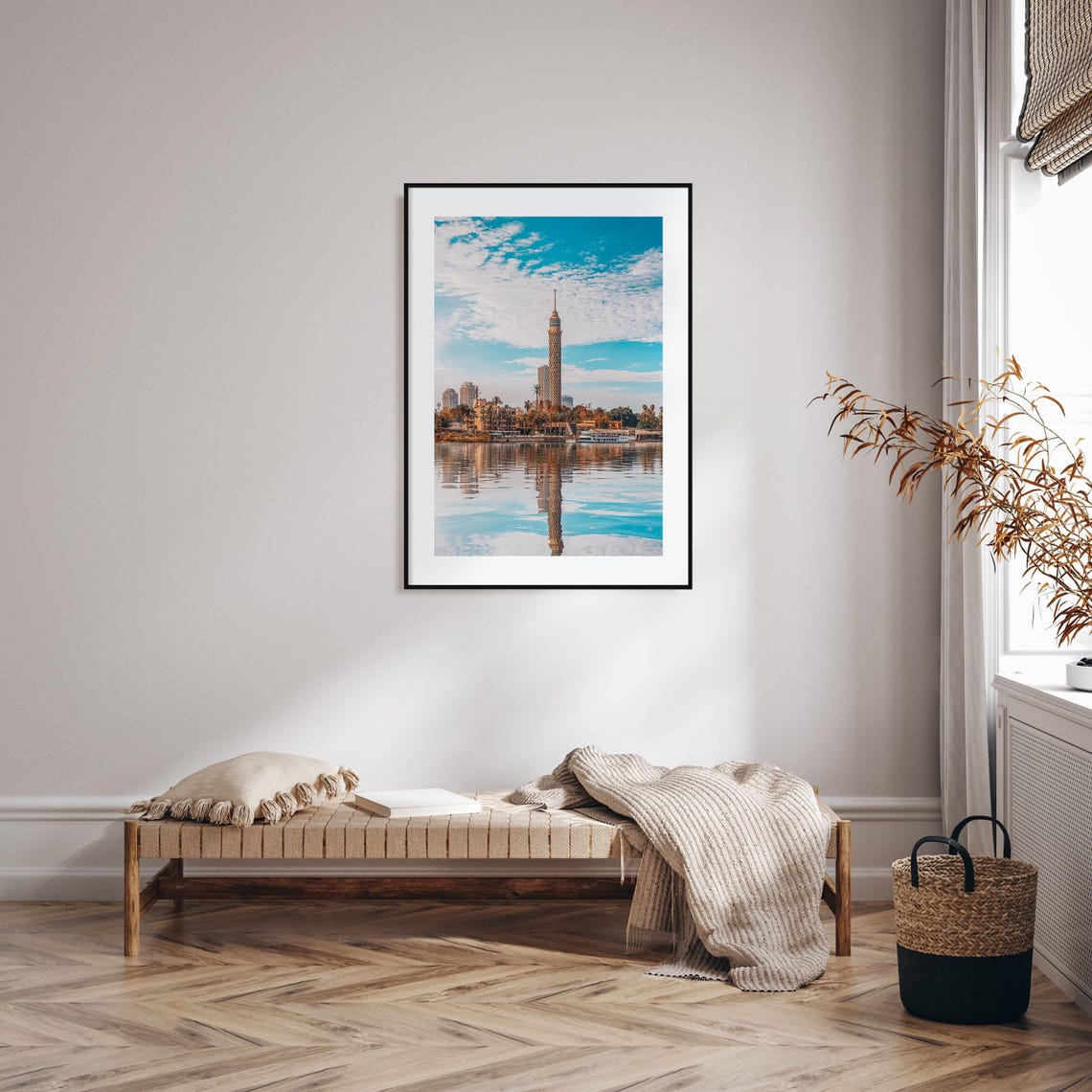 Cairo Tower Egypt Reflected in Nile River Skyline Photo Poster - Image 2