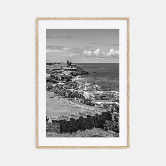 Puerto Rico Black And White Travel Poster Print