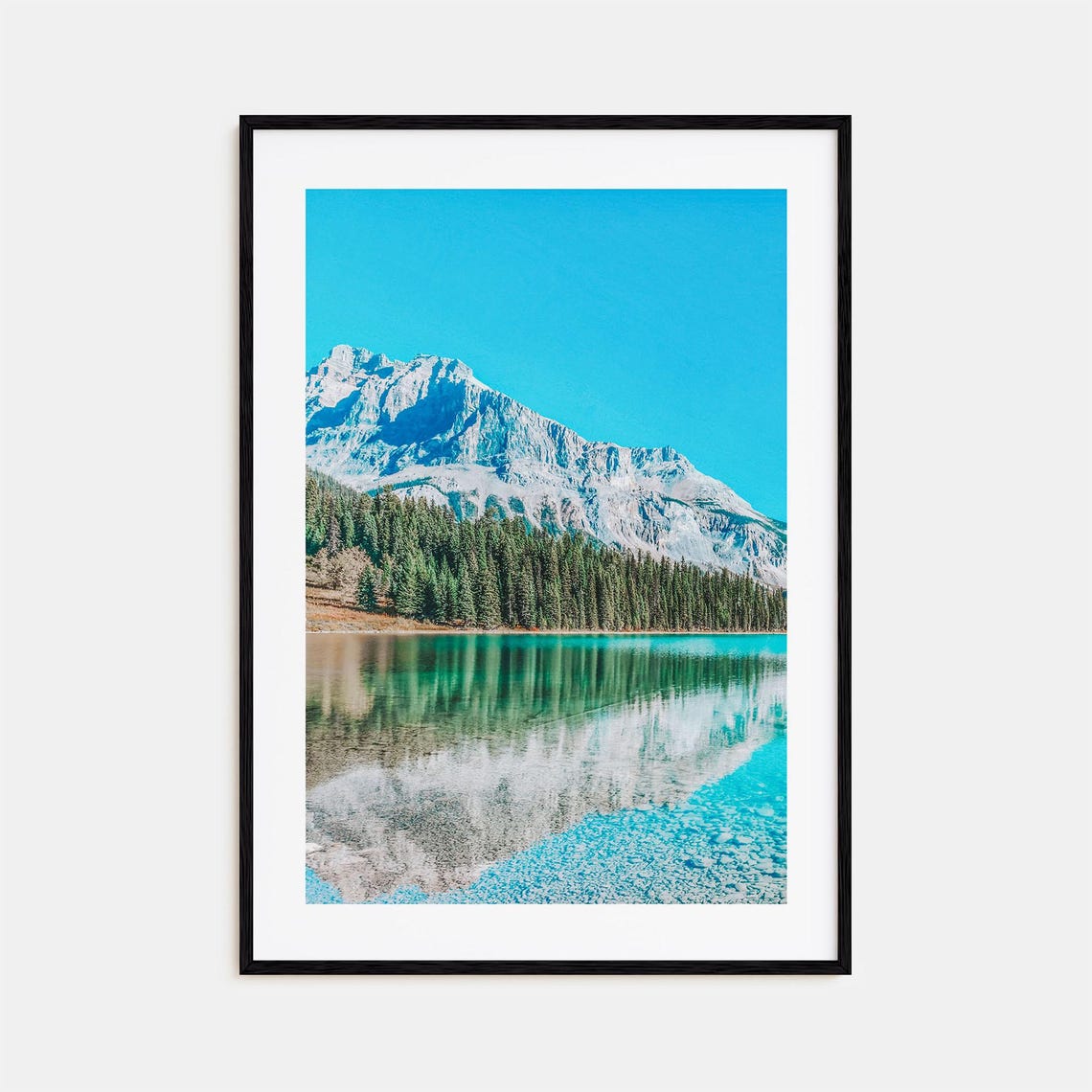 British Columbia Mountain Lake Reflection Colorful Photography Poster