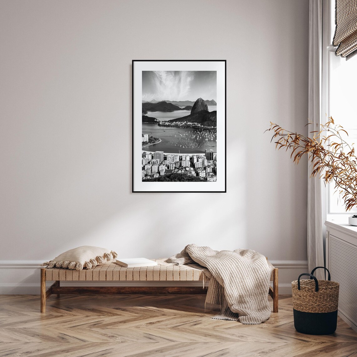 Rio De Janeiro Sugarloaf Black And White Bay Sailboats Poster - Image 2
