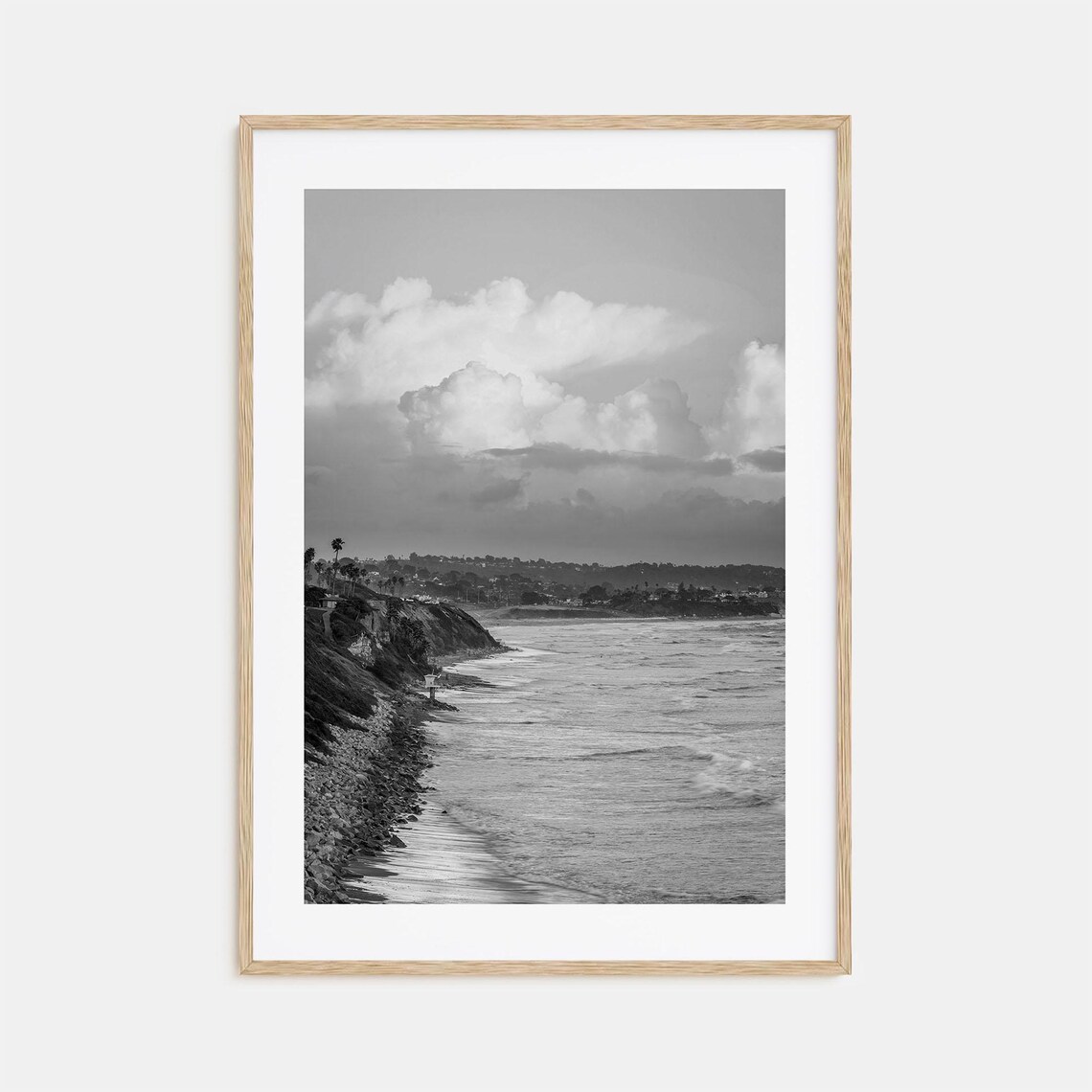 Encinitas No 4 California Black And White Rocky Shoreline Beach Poster