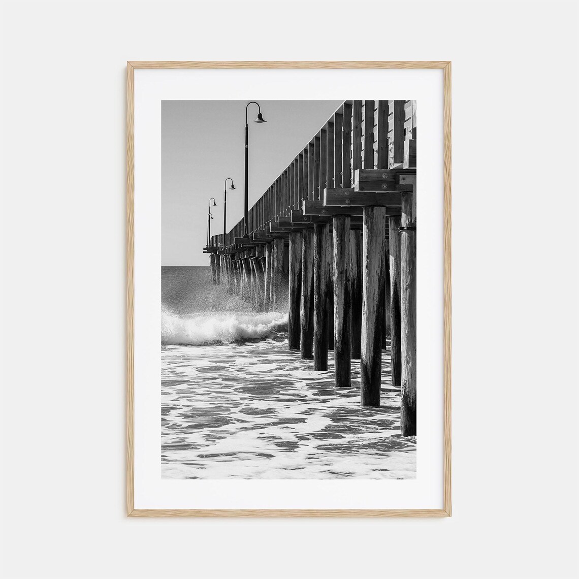 Cayucos Black and White Travel Poster, Map Art