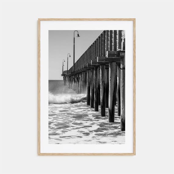 Cayucos Black and White Travel Poster, Map Art