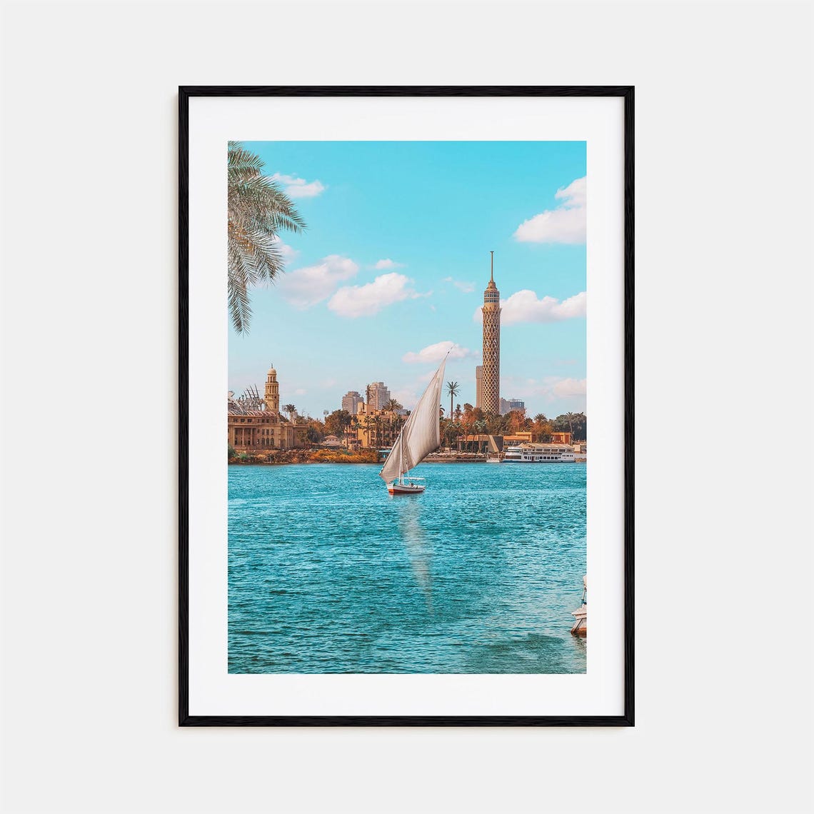 Cairo Egypt Nile Poster Felucca Sailboat Cairo Tower River View
