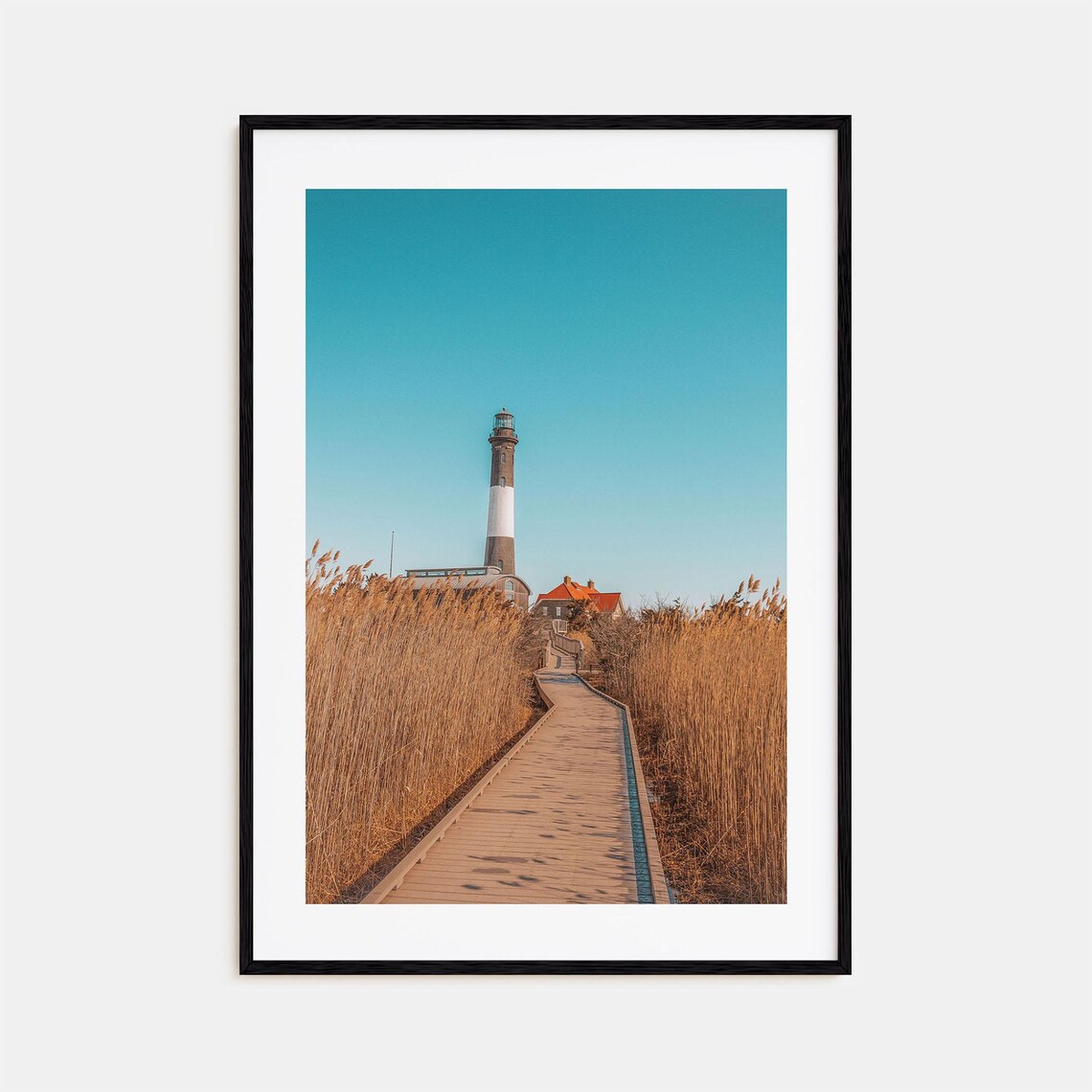 Fire Island New York Lighthouse Boardwalk Dunes Sunny Photo Poster