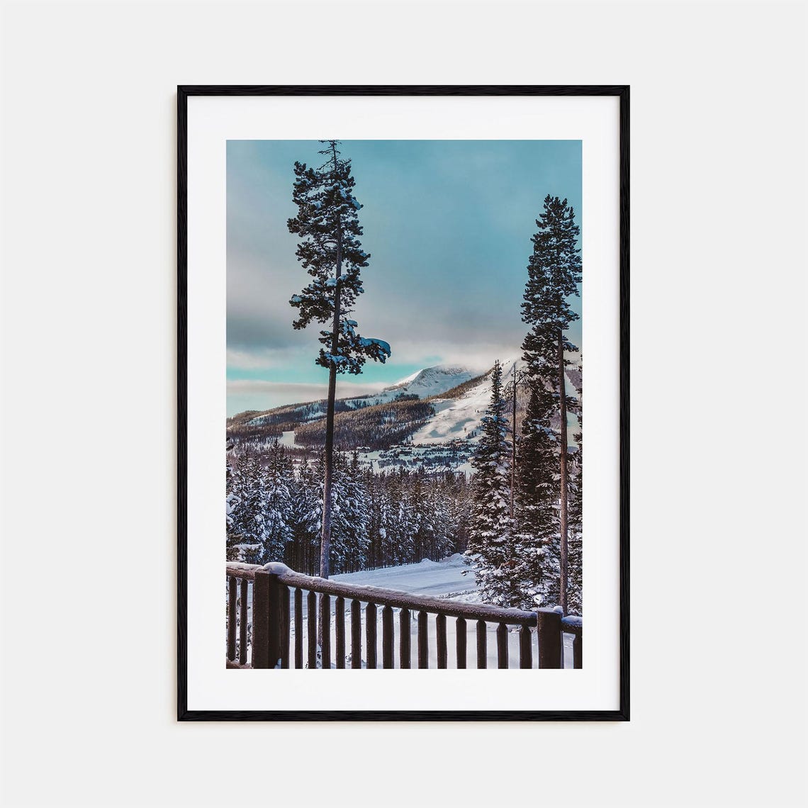 Big Sky Montana Winter Ski Resort View From a Snowy Deck Poster