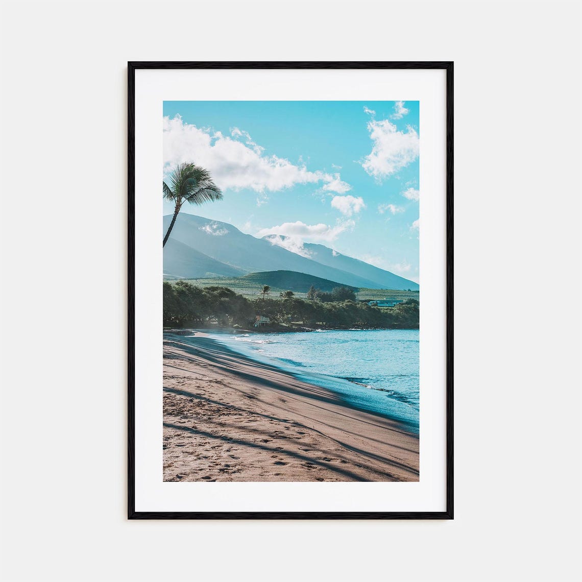 Lahaina Maui Tropical Beach Palm Tree Volcano Mountain Coast Poster
