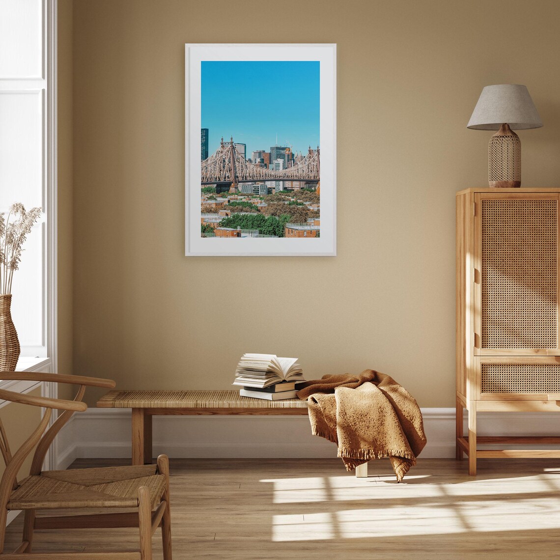 Queensboro Bridge Daytime New York City Skyline Bright Blue Sky Poster - Image 3