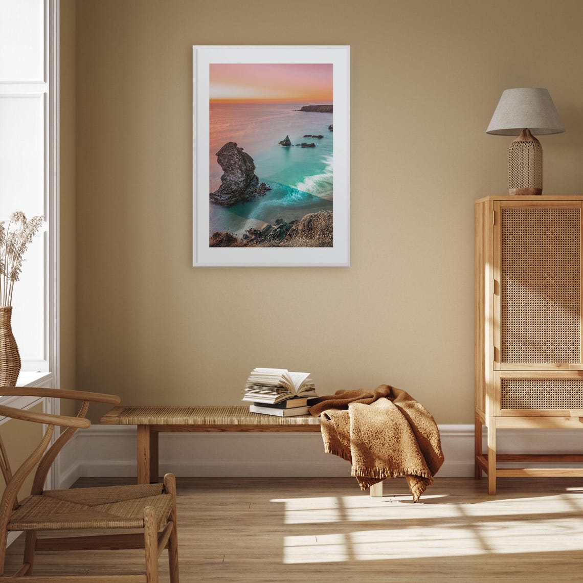 Sunset Cliffs Sea Stack Rising From a Turquoise Cove at Dusk Poster - Image 2