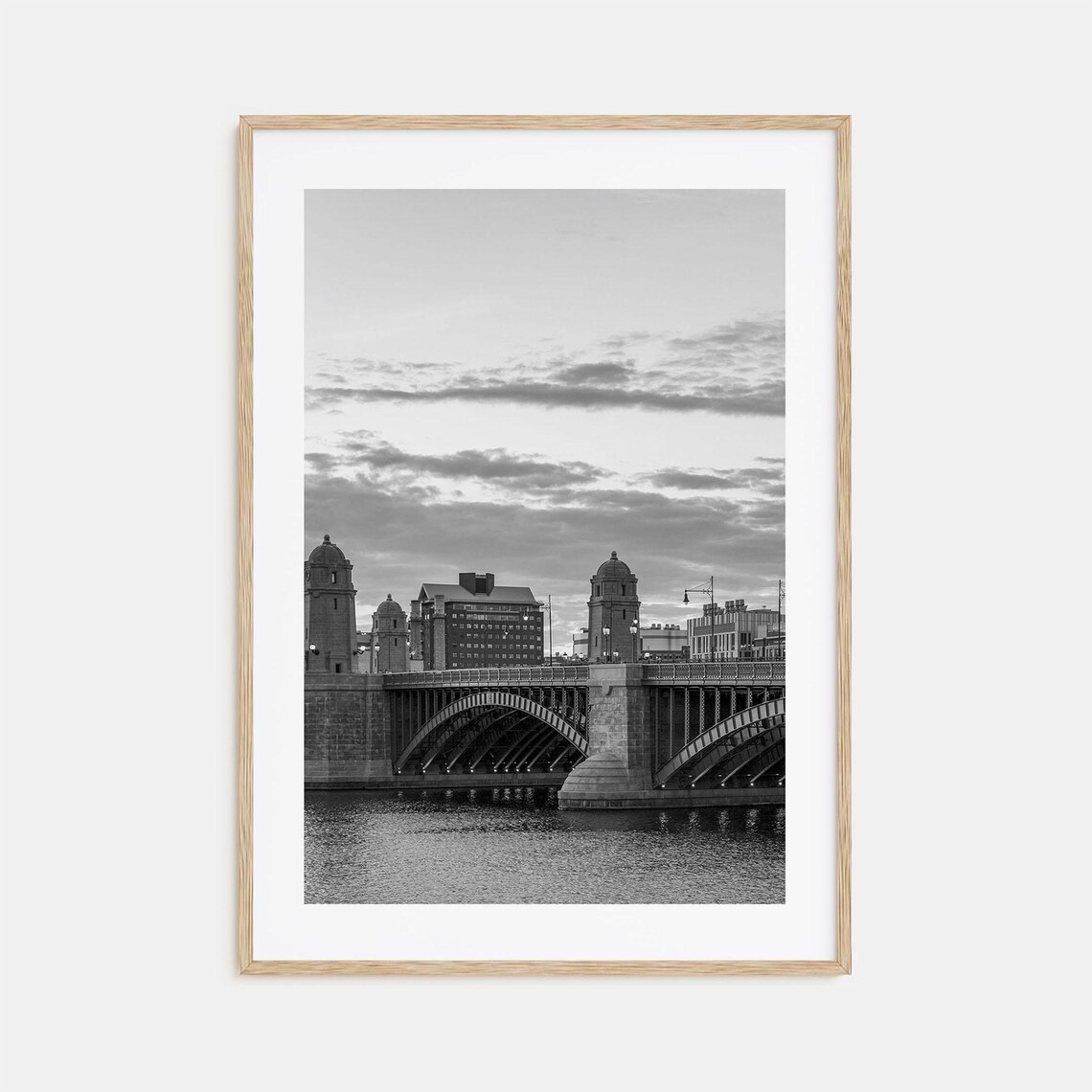 Boston Longfellow Bridge Skyline Black and White Photo Poster