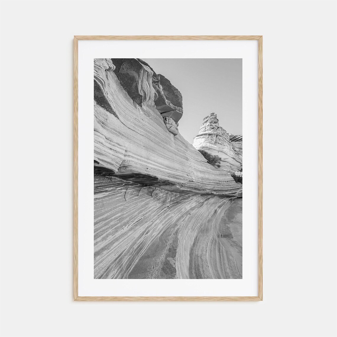 Arizona Layered Striped Sandstone Rock Black And White Poster