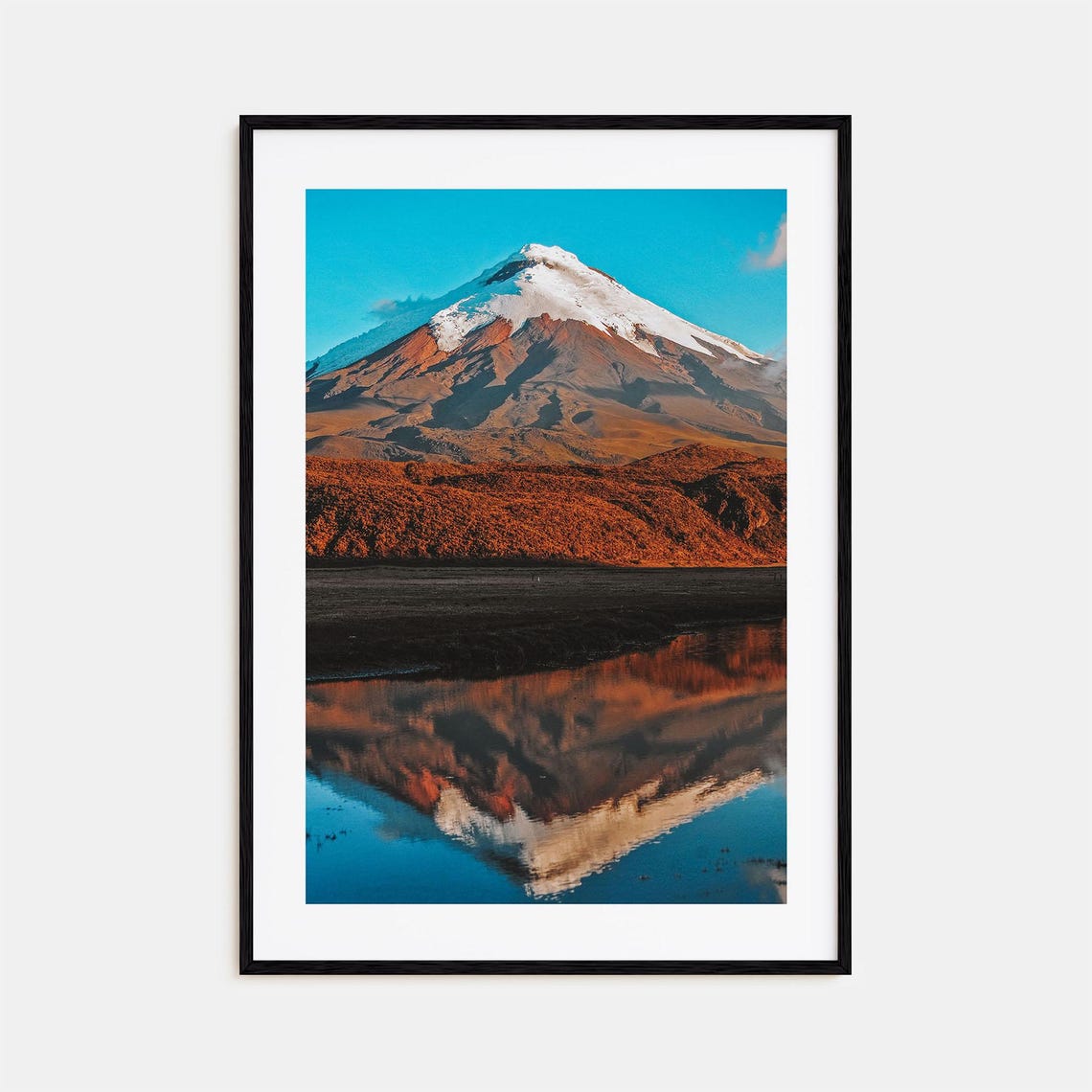 Cotopaxi Volcano Snow Peak Mirror Lake Reflection Ecuador Poster