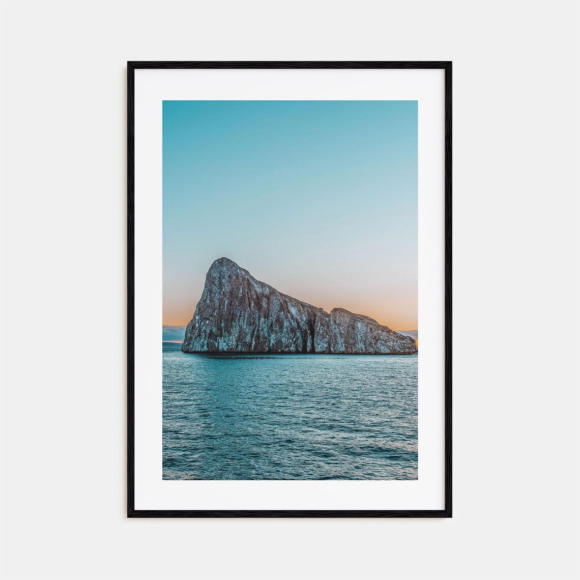 Ecuador Rocky Island Ocean Sunset Calm Seascape Photo Poster