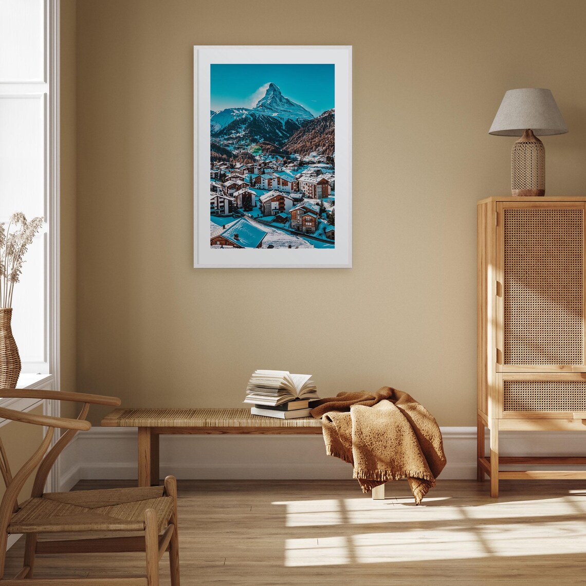 Matterhorn Swiss Alps Snowy Peak Zermatt Village Winter Travel Poster - Image 3