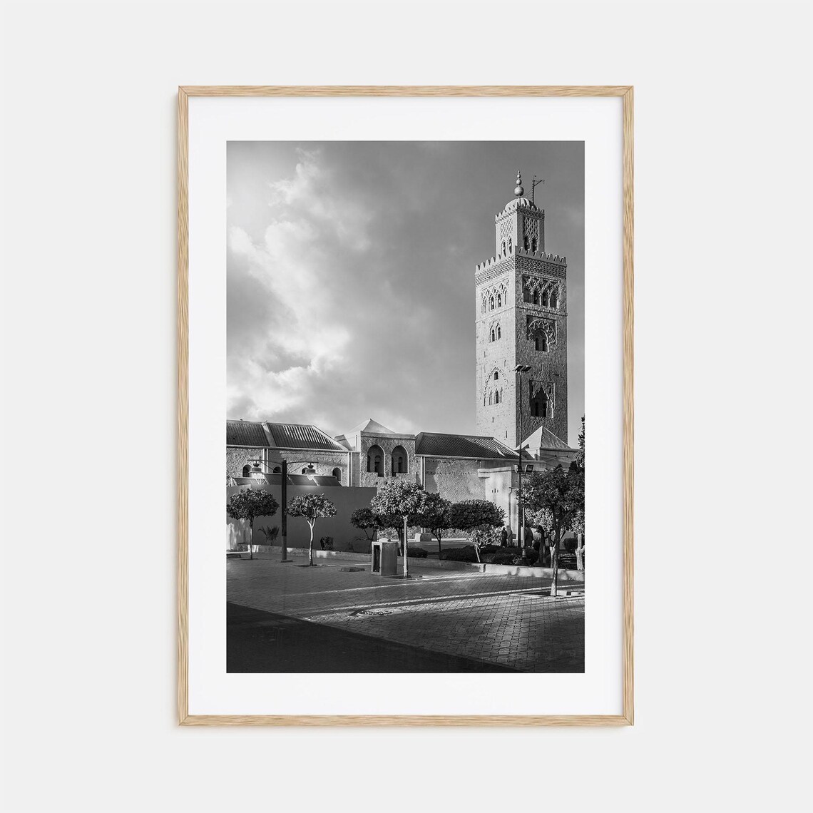 Marrakesh Morocco Koutoubia Mosque Black And White Minaret Poster