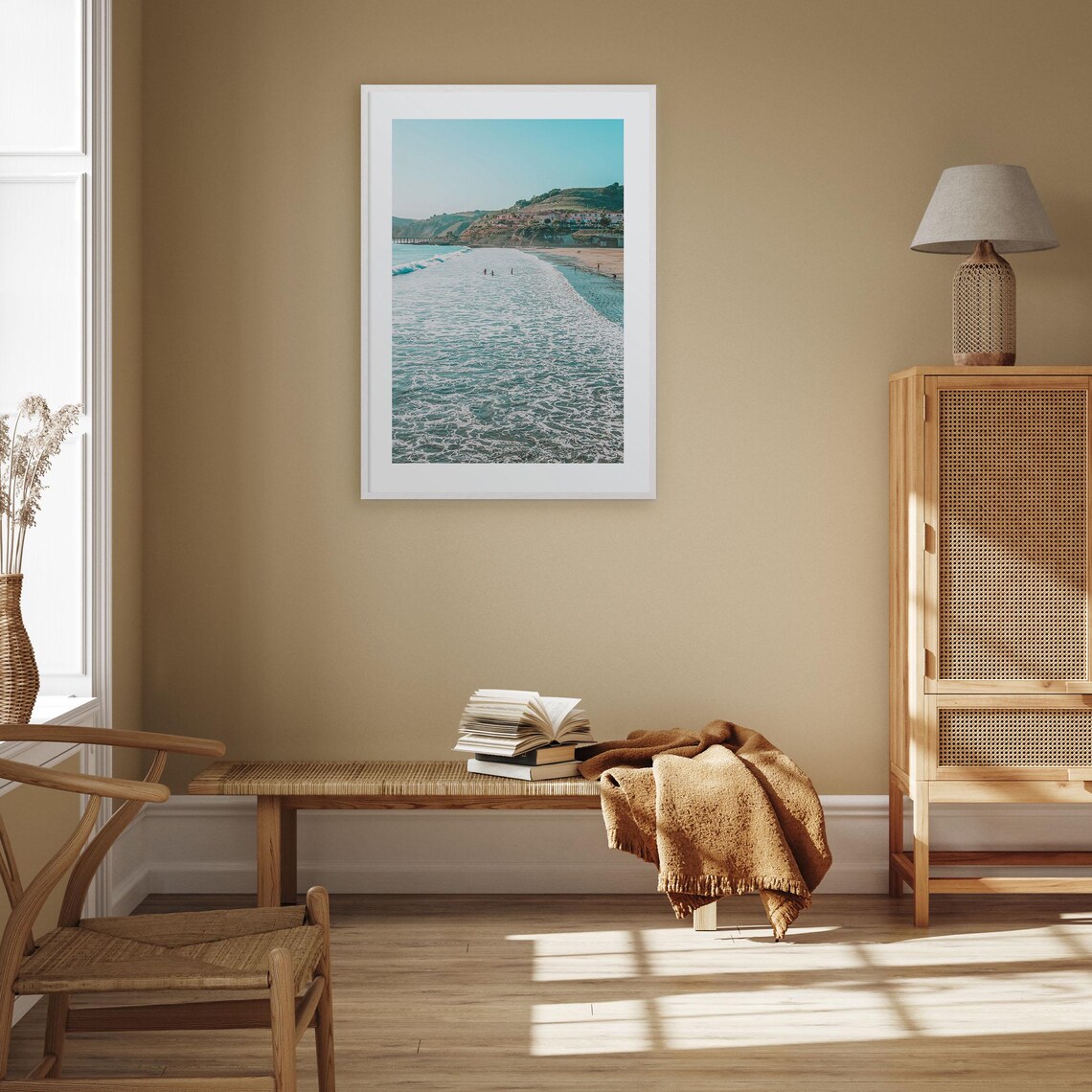 Surf Beach with Surfers and Pier California Coast Photo Poster - Image 3