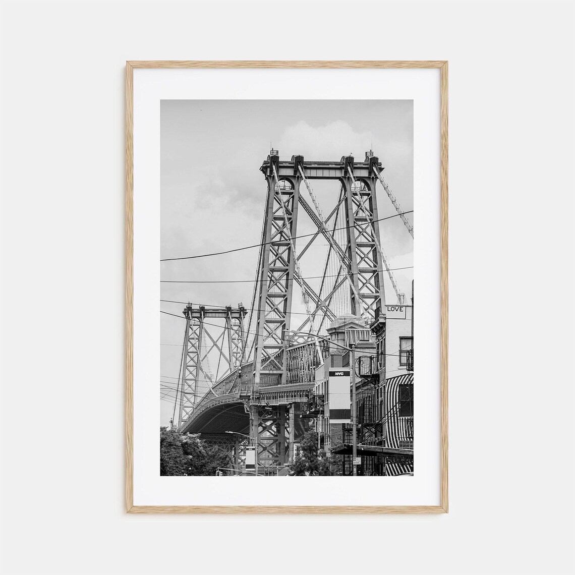Williamsburg Bridge Steel Tower Black And White New York Poster