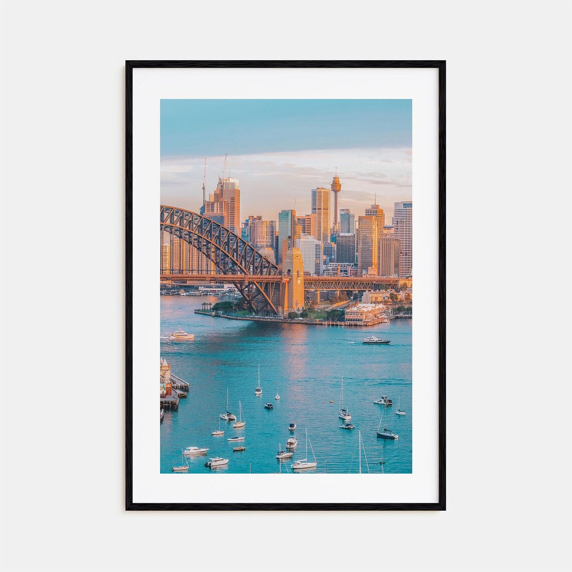 Sydney Harbour Bridge With Sailboats at Sunset Australia Poster