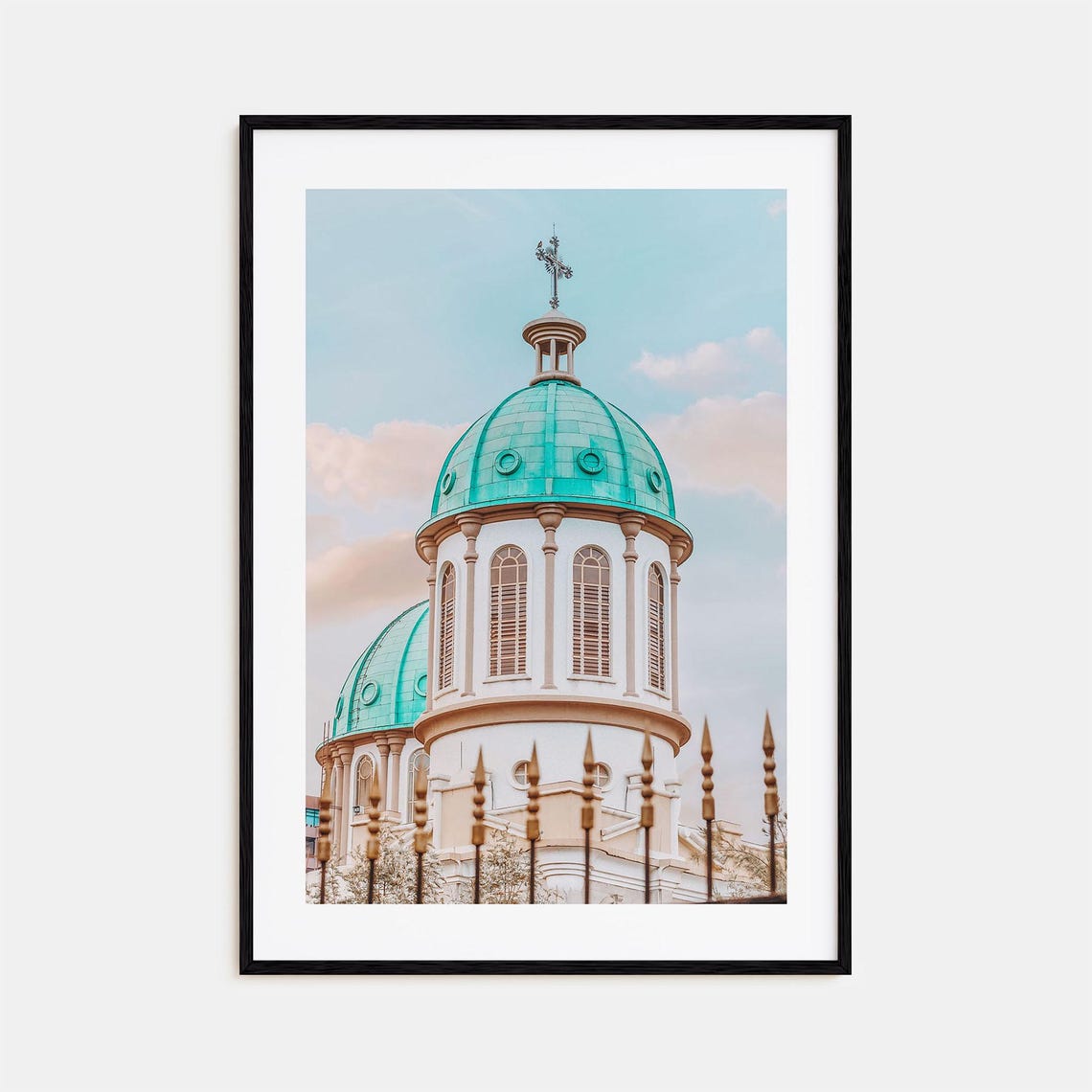 Turquoise Domed Church Cathedral Architecture Landmark Print