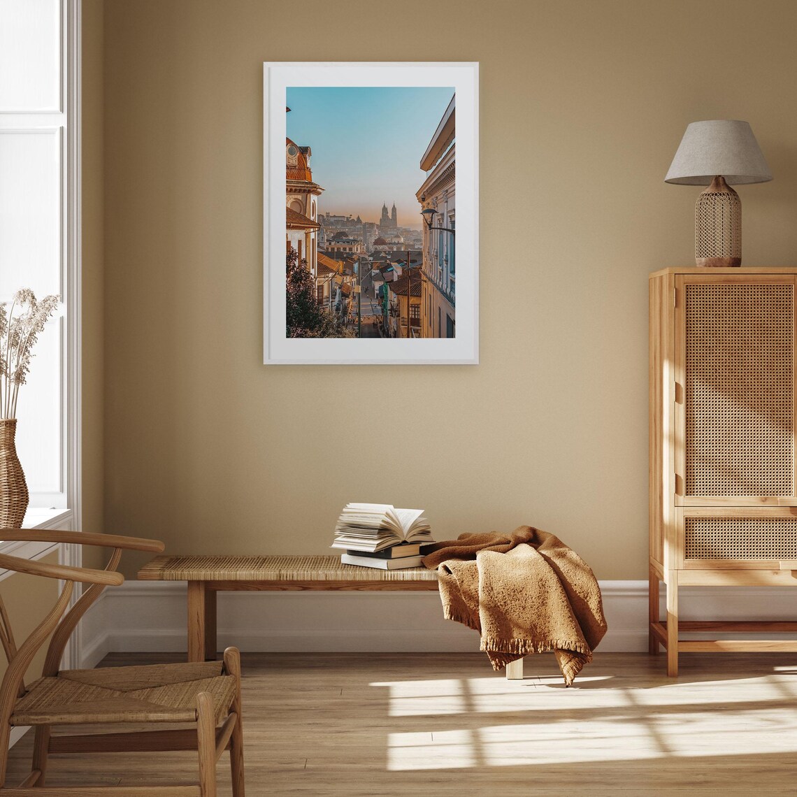 Golden Hour Colonial Street With Historic Church Spires Travel Poster - Image 2