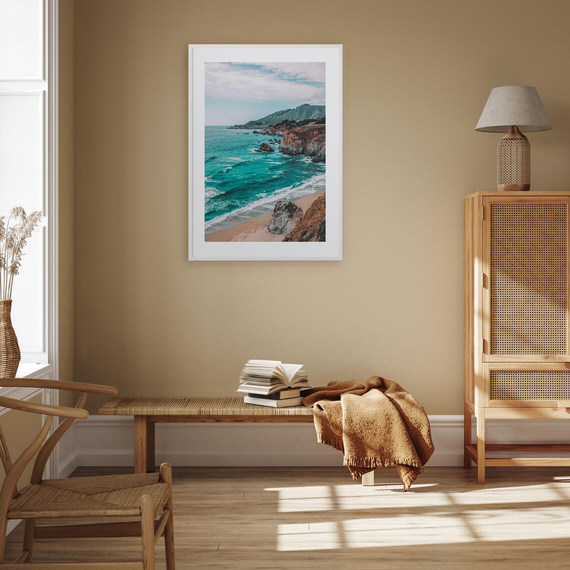 Pacifica California Coastal Cliffs Turquoise Cove Beach Poster - Image 2