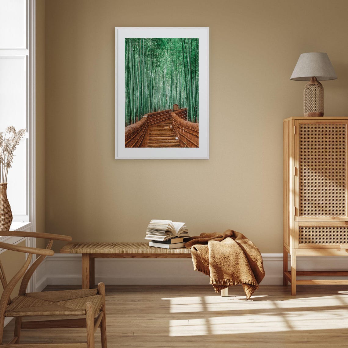 Japan Kyoto Bamboo Forest Path Steps Green Nature Photo Poster - Image 3