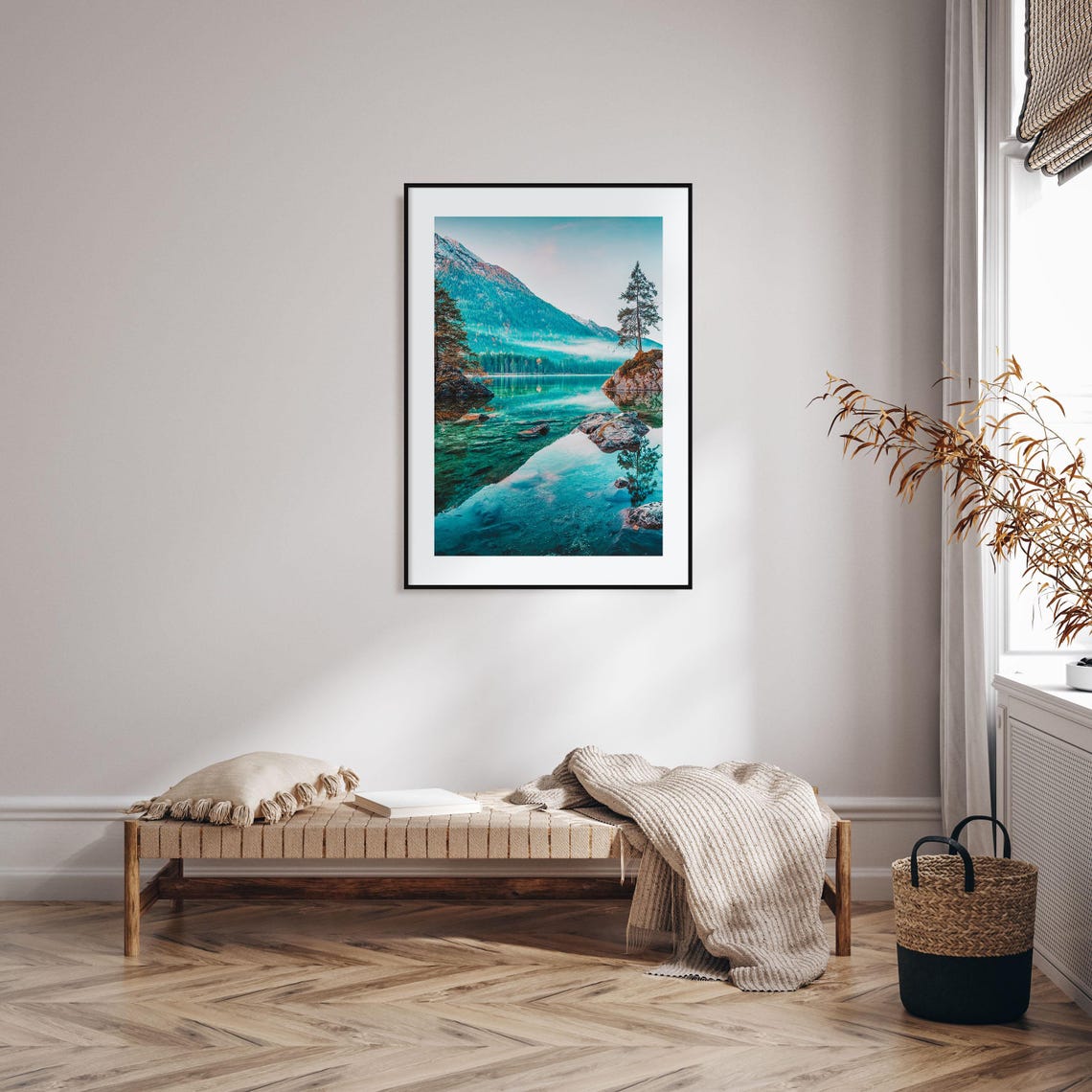 Germany Turquoise Alpine Lake Mountain Reflection Photo Poster - Image 2