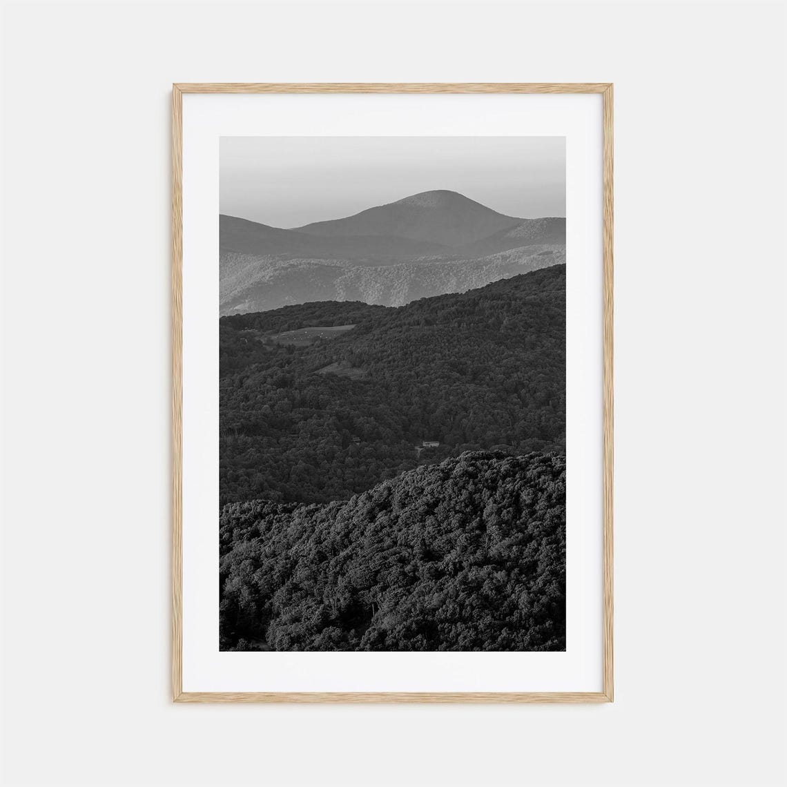 Appalachia Rolling Forest Mountain Ridges Black And White Photo Poster