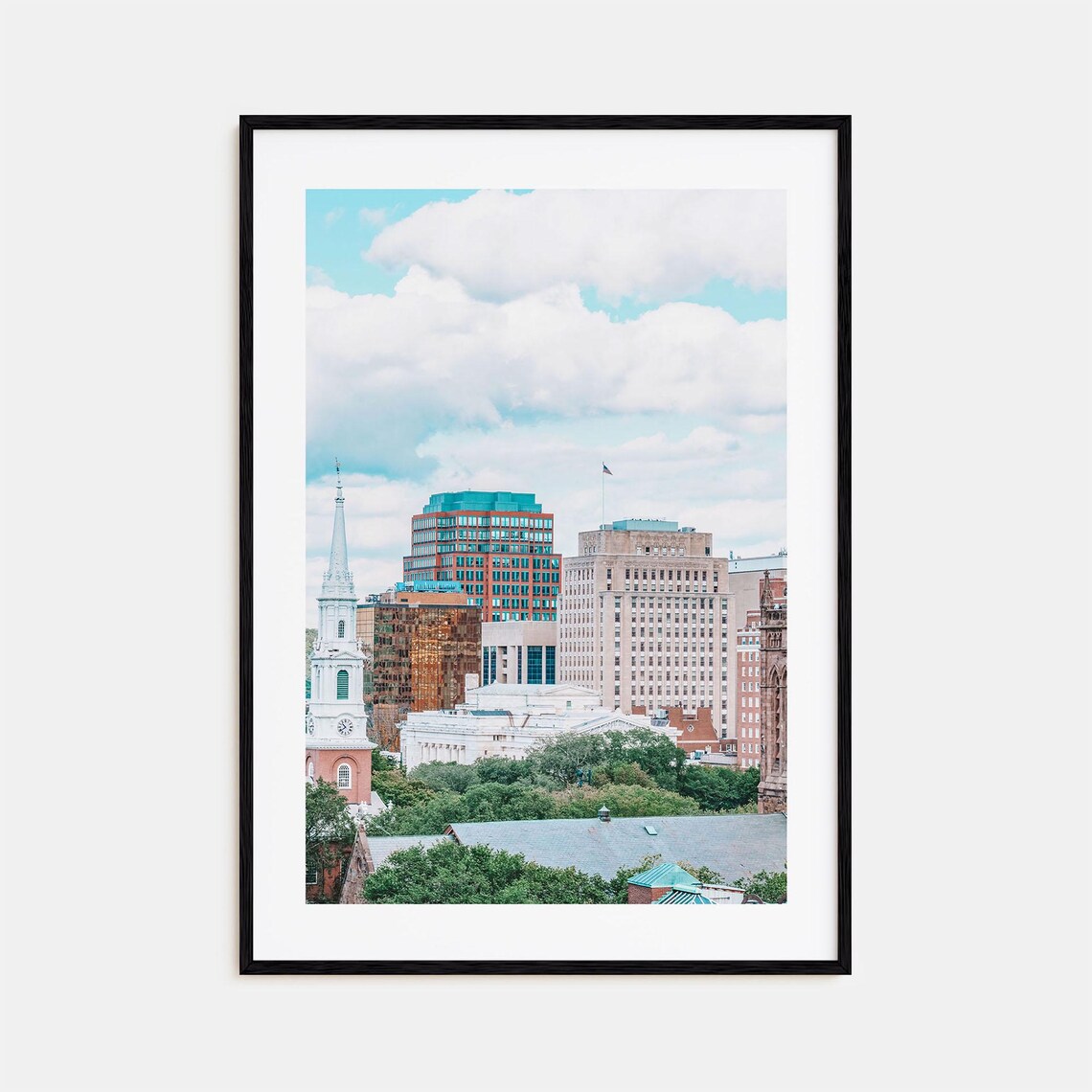 New Haven Connecticut Skyline Church Steeple City Photo Poster