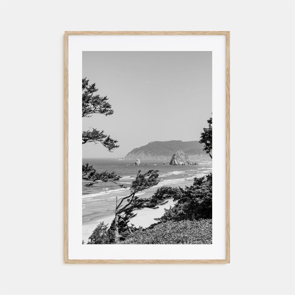Cannon Beach Black and White Travel Poster