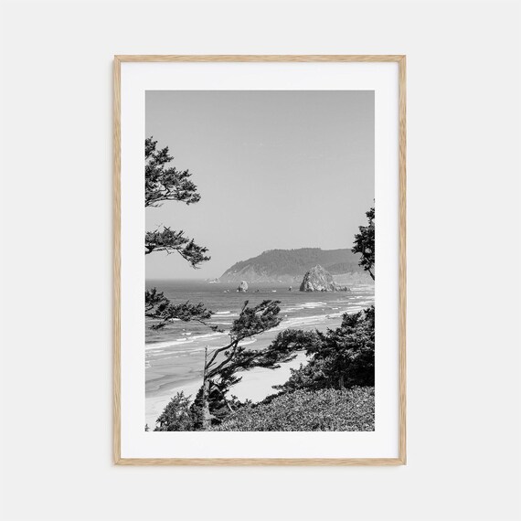 Cannon Beach Black and White Travel Poster