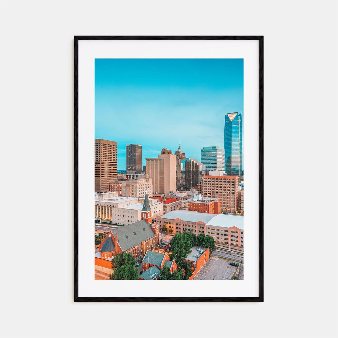 Oklahoma City Downtown Aerial View Devon Tower Bright Blue Sky Poster