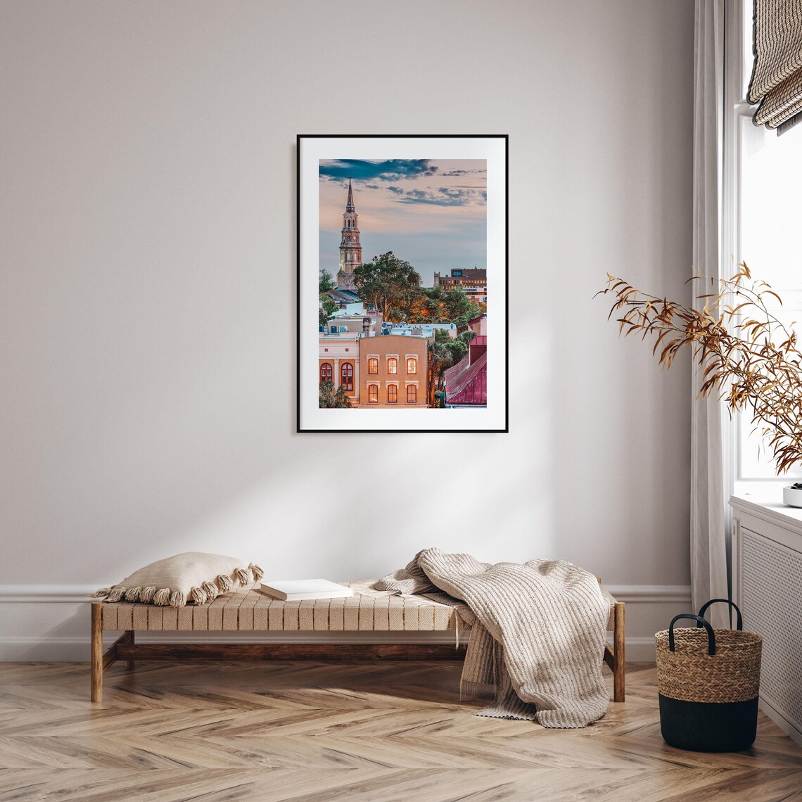 Historic Old Town Skyline Church Steeple Sunset Dusk City Print - Image 2