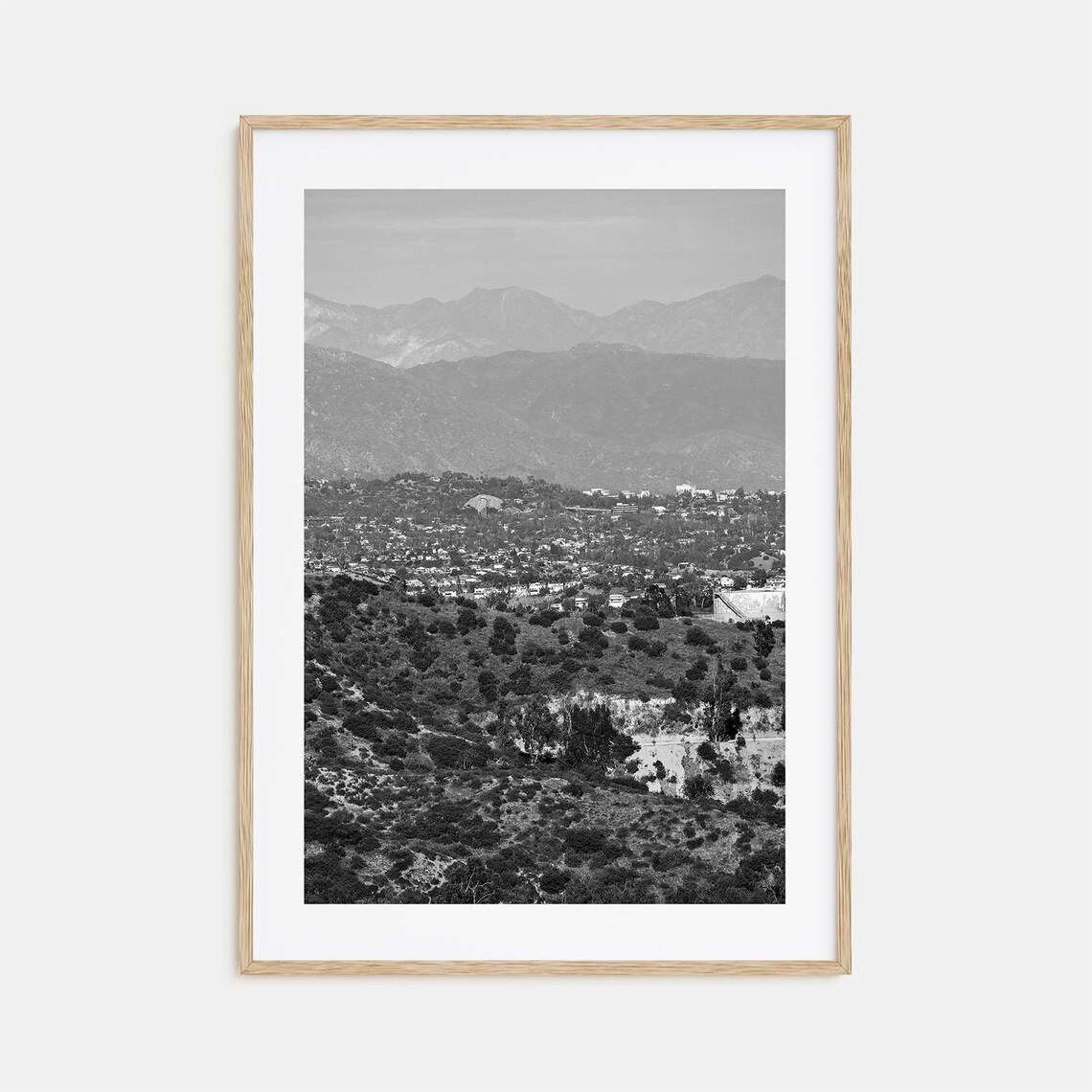 East Los Angeles City Hills Mountain View Black and White Poster