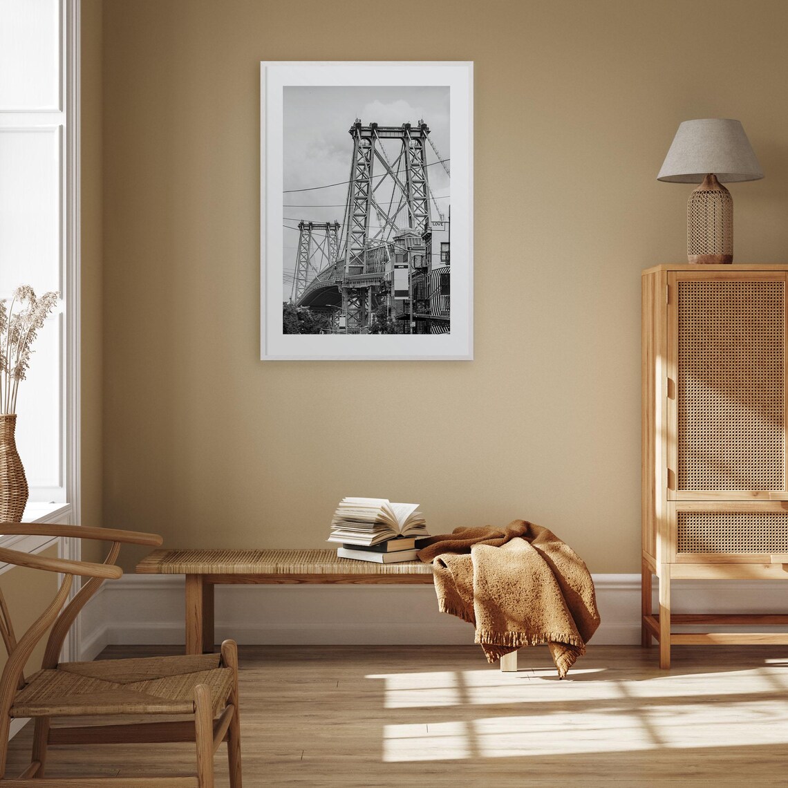 Williamsburg Bridge Steel Tower Black And White New York Poster - Image 3