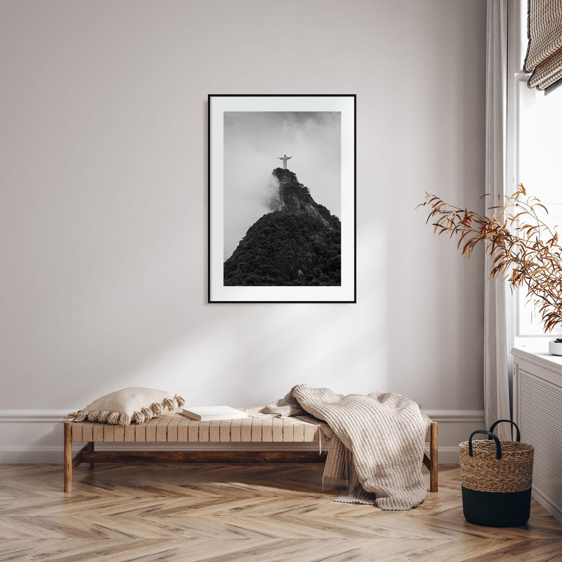 Christ The Redeemer Corcovado Mist Black And White Rio Poster - Image 2