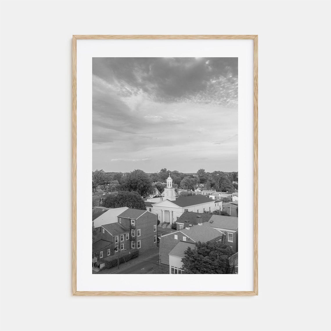 West Chester Small Town Church Steeple Black And White Poster