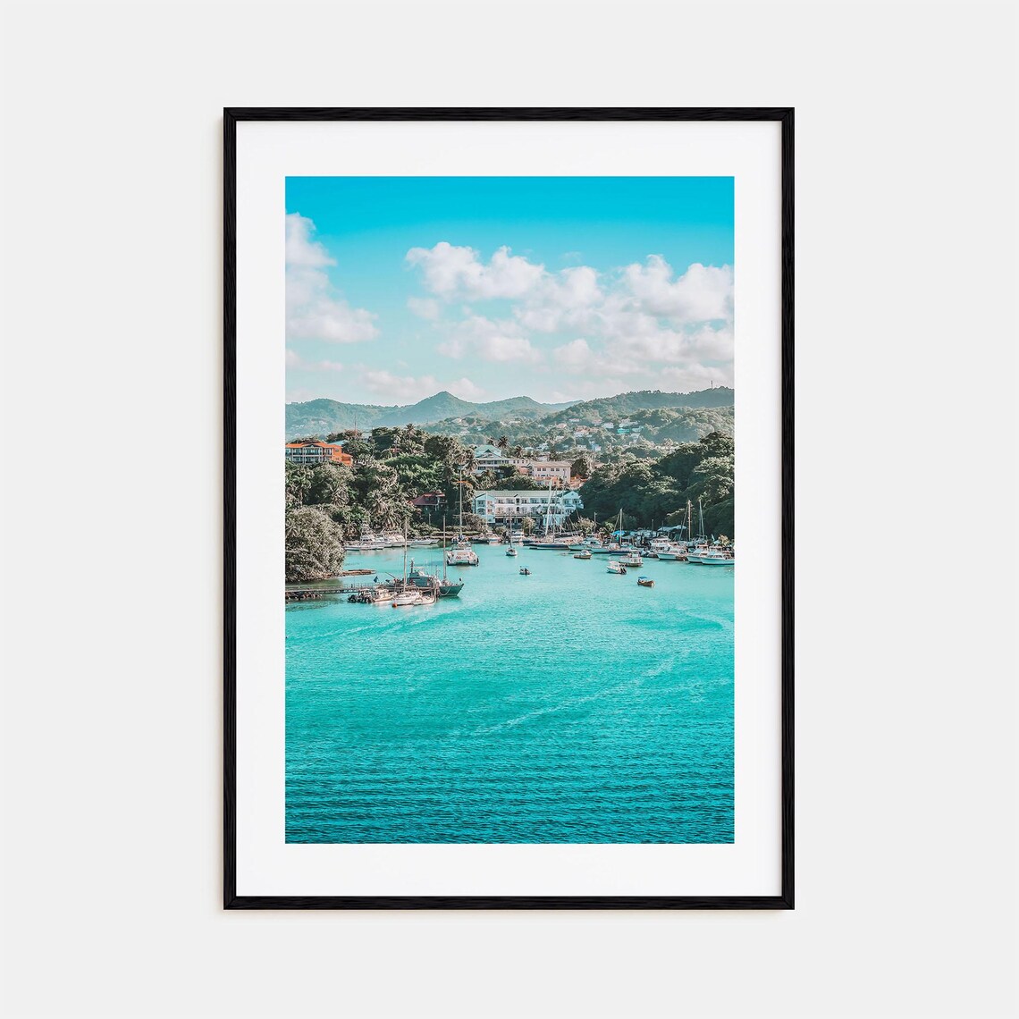 Caribbean Turquoise Bay Sailboats Colorful Photography Poster