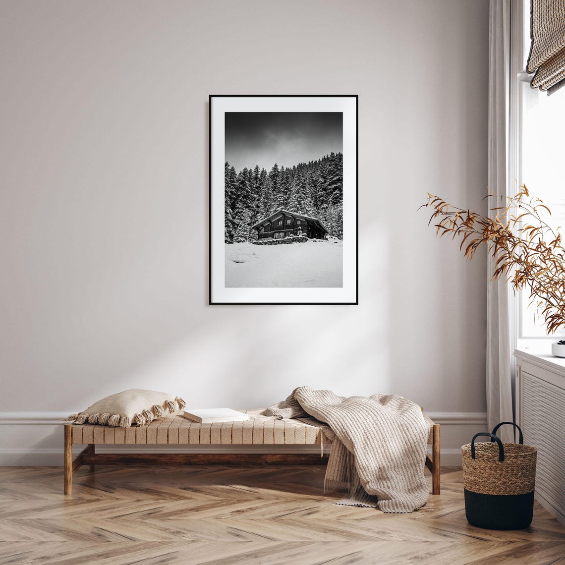 Wooden Cabin Logs Photo Poster Print No 3 Wooden Cabin Logs Black And White Art Wooden Cabin Logs Photography Travel Map Poster - Image 2