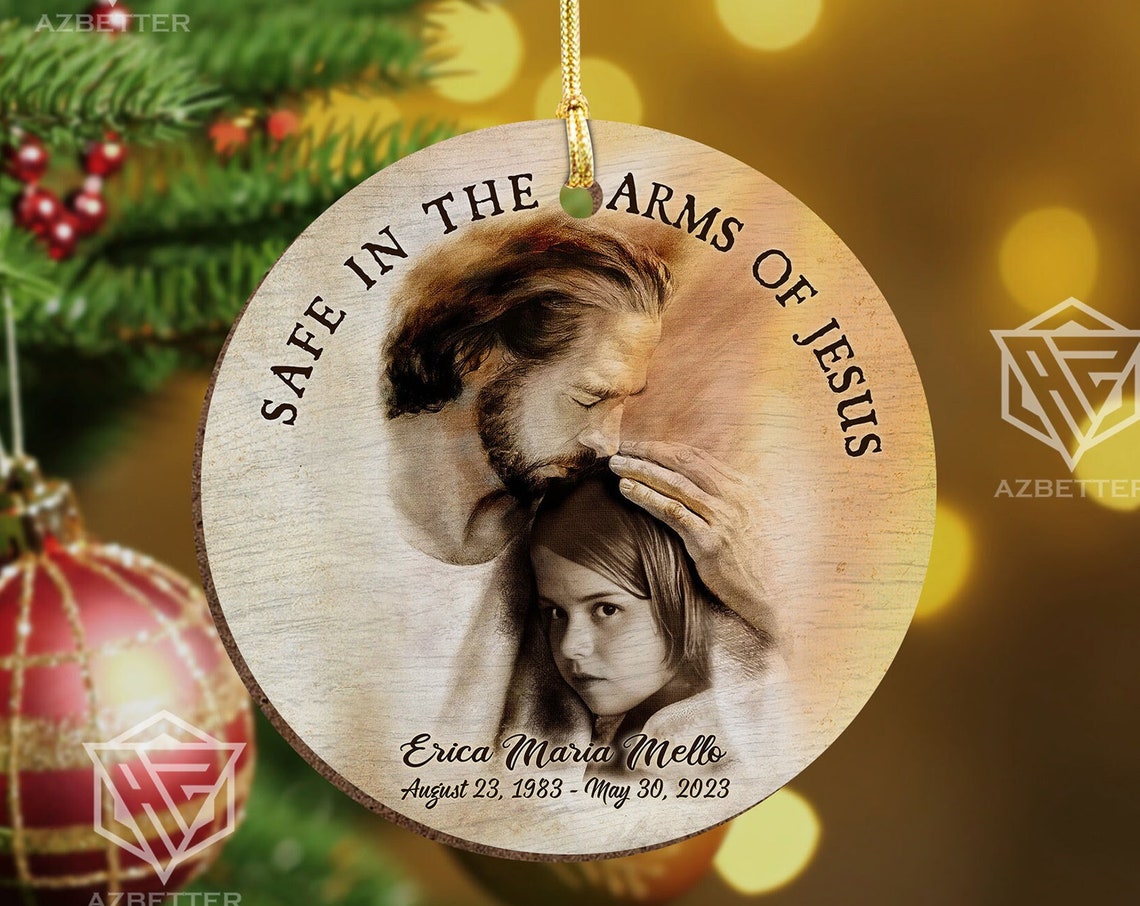 Personalized Heaven Ornament Safe In The Arms Of Jesus Loss Of Brother Welcome Home With Jesus Christmas In Heaven Memorial Ornament - Image 5