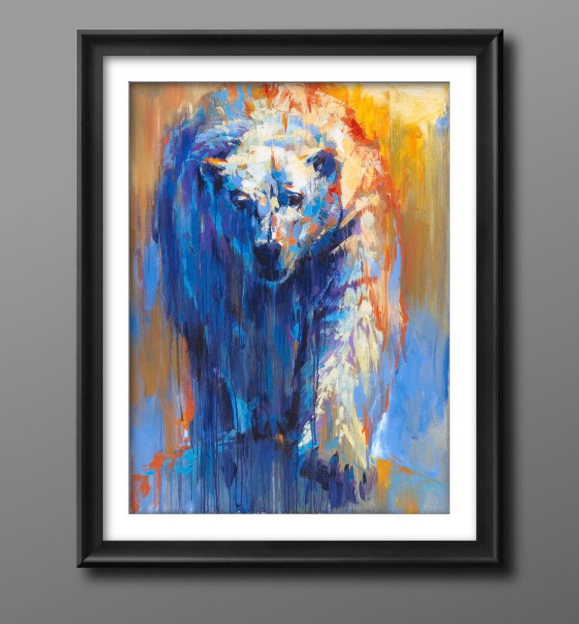 Melting Paper Polar Bear Art Print, Arctic Winter