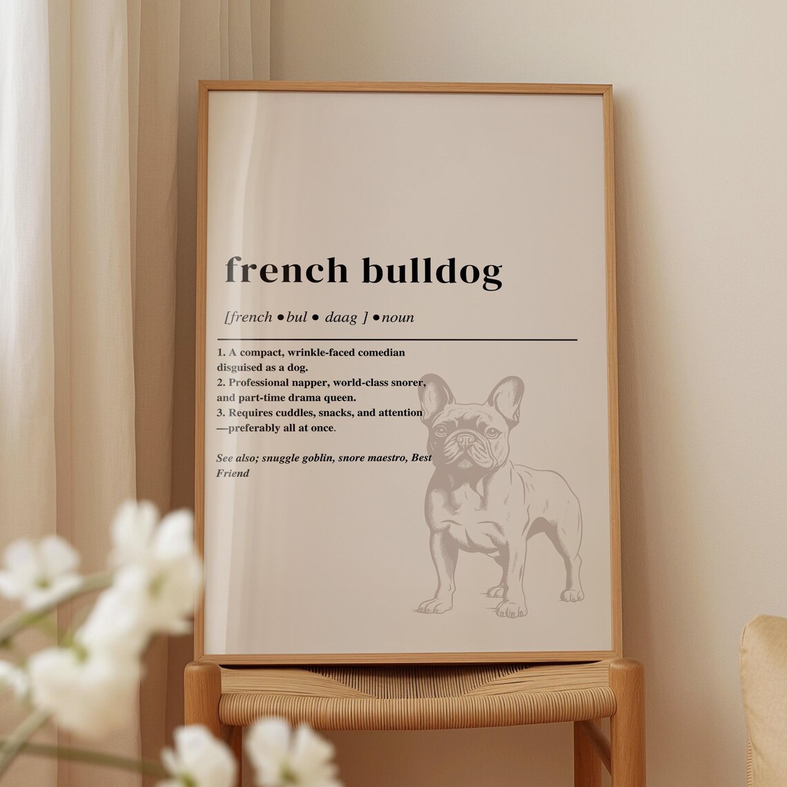 French Bulldog Funny Dictionary Definition Art Print for Dog Lovers