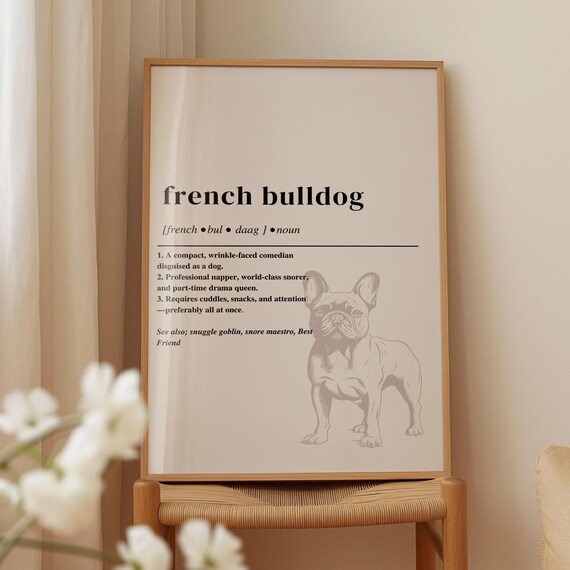 French Bulldog Definition Print Modern Minimalist Wall Art
