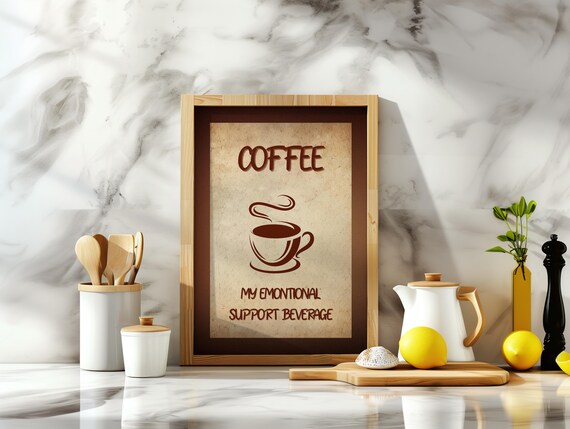 Funny Coffee Quote Print Kitchen Caffeine Lover Decor