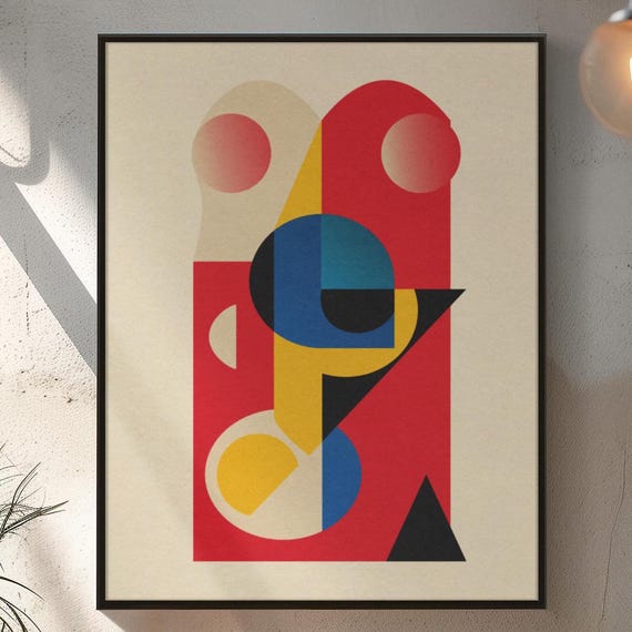 Bold Geometric Abstract Art Print Modern Midcentury Inspired Poster Premium Matte Paper Unframed