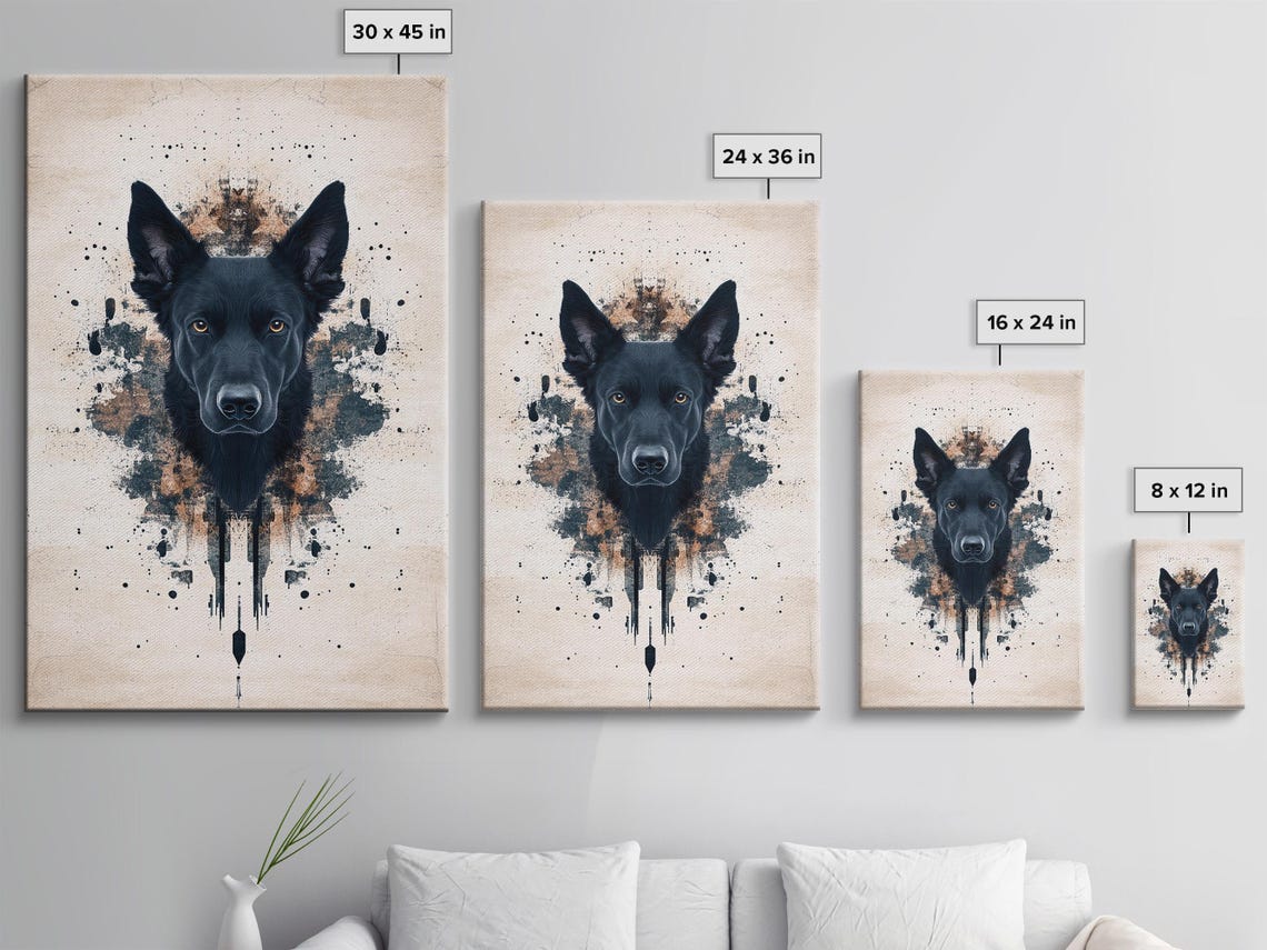 Regal Black Dog Portrait Art Print - Image 3
