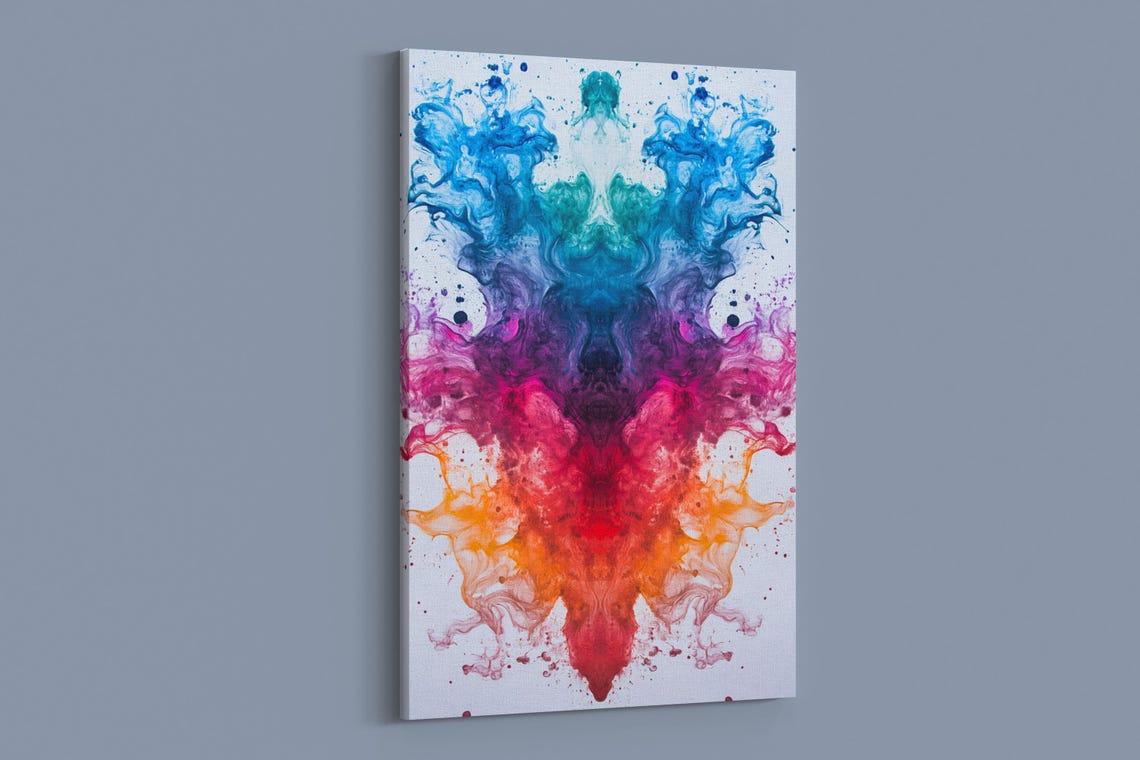 Splatter Color Symphony Blue Magenta Orange Ink Abstract Poster - Image 2