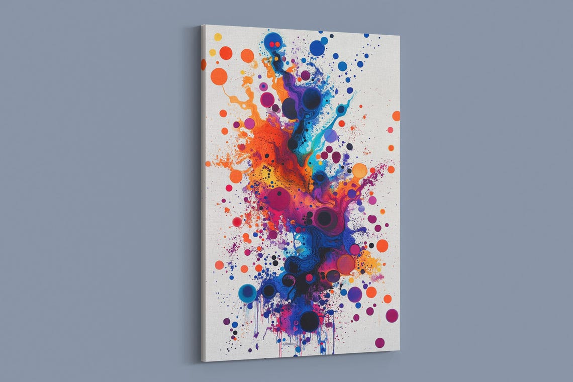 Fiery Ink Burst Orange Purple Blue Splash Abstract Art Poster - Image 2