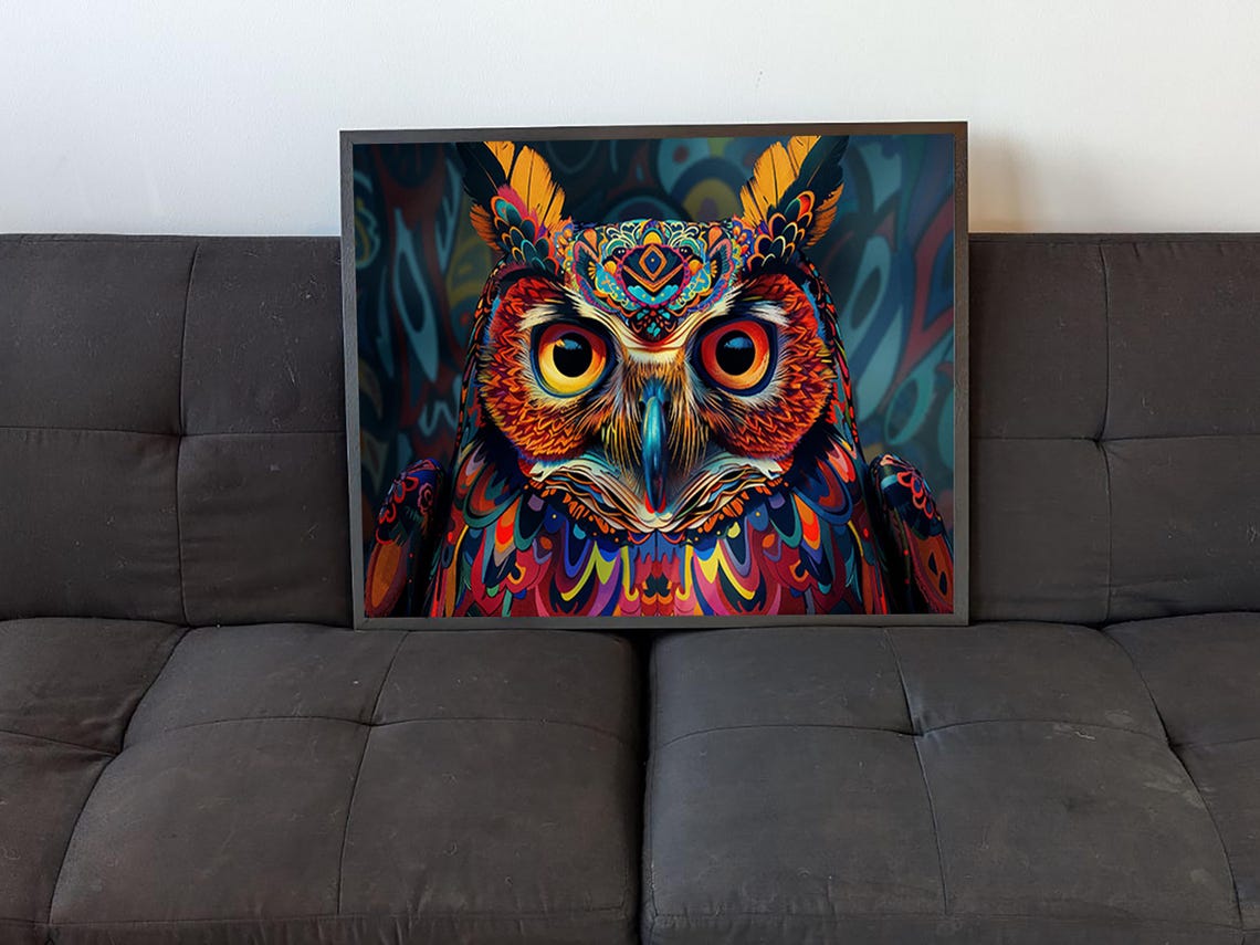 Alebrije Owl Colorful Mandala Patterns Mexican Folk Art Animal Poster - Image 4