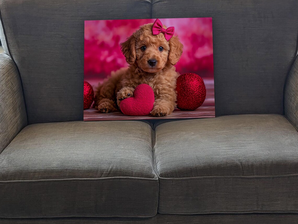 Valentines Poodle Puppy, Adorable Heart Decor - Image 5